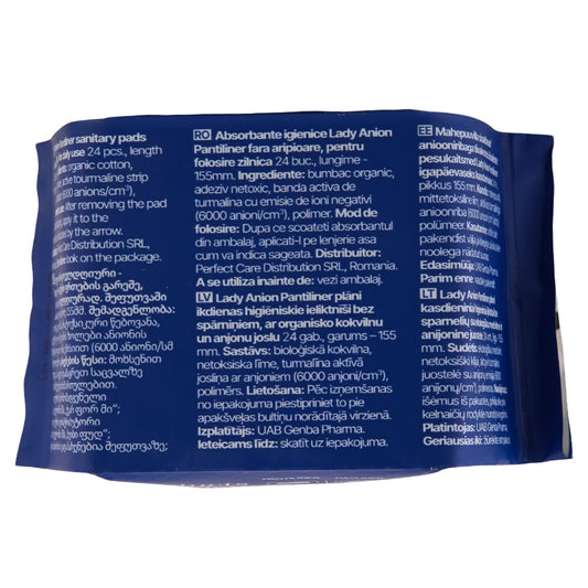 Absorbante zilnice cu bumbac organic Pantiliner 155mm, 24 bucati, Lady Anion