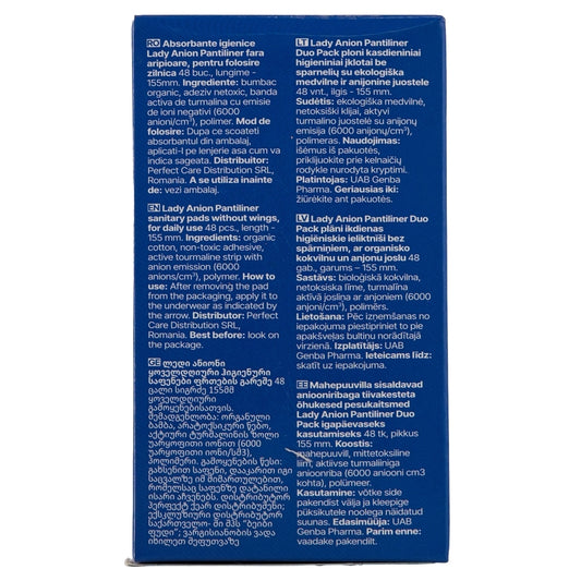 Absorbante zilnice fara aripioare Duo Pack, 48 bucati, Lady Anion